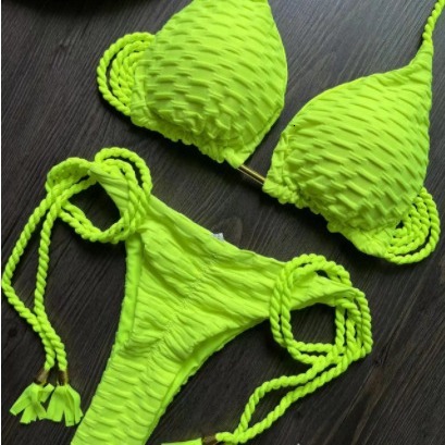 New Split Bikini Special Fabric Tassel Pendant Fashion Triangle Bag Swimsuit