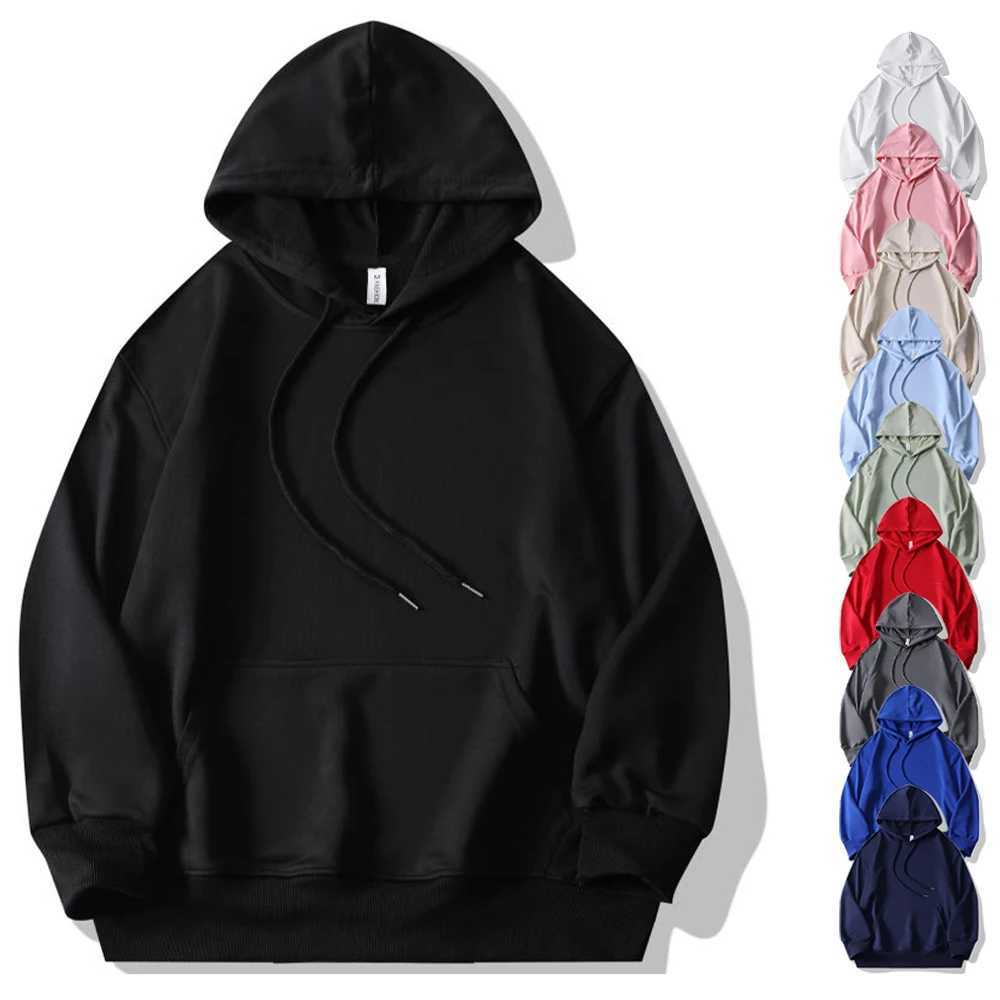 Plain Lightweight Hoodies Unisex Pull Over Men Hooded Sweatshirt Drop Shoulder Baggy Black Hoodies For Men Sudaderas Con CapuchaT250307