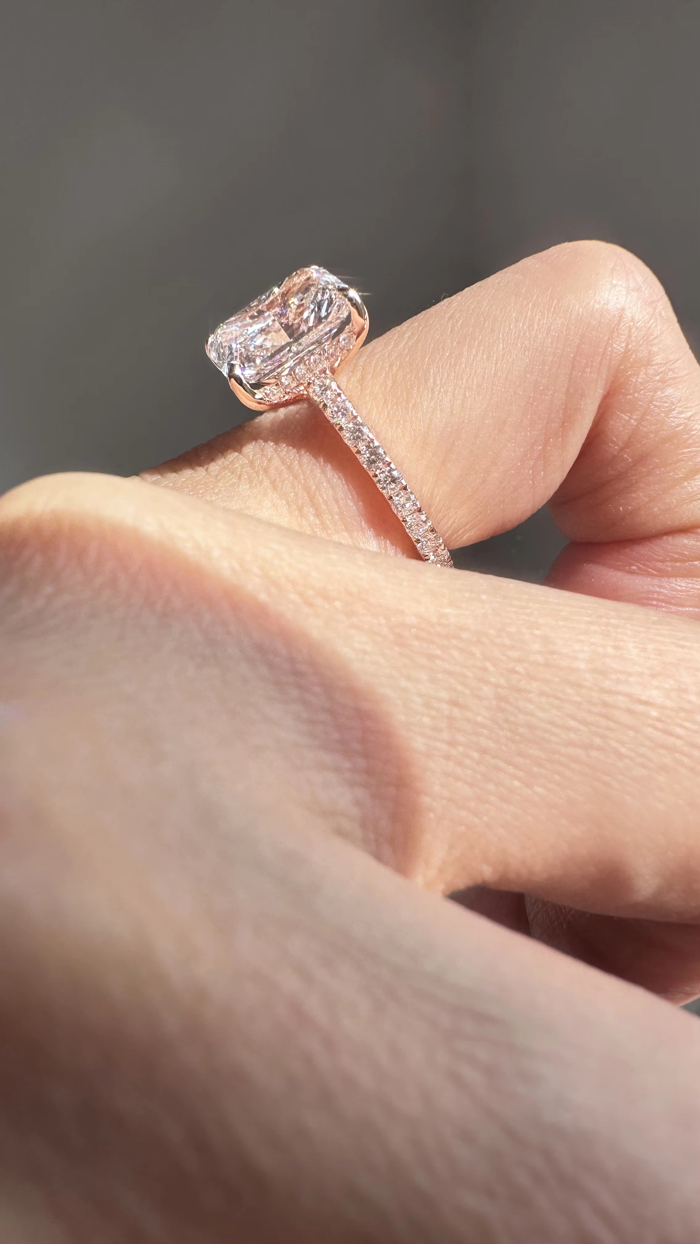 3ct DEF VS-VVS Radiant Cut Lab Diamond Engagement Ring With Hidden halo Sparkly Proposal Ring 100% Handmade Customize