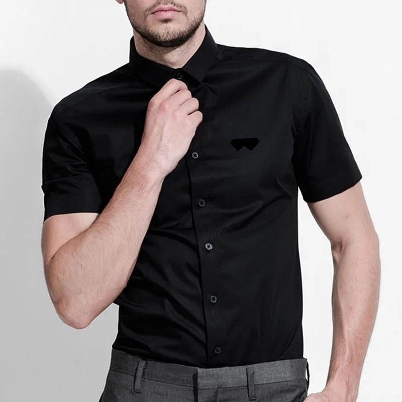 Men's Dress Shirts Business slim fit, versatile, all season four sided elastic non ironing men's Short sleeved summer shirt, silky an
