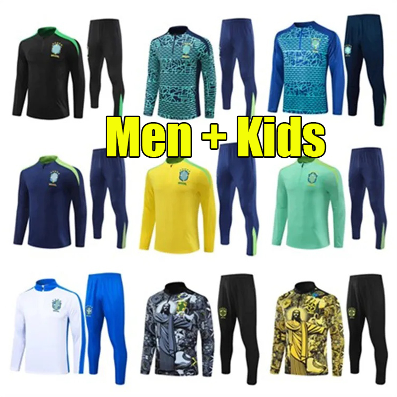 2024 BrazilS tracksuit 24 25 Christ the Redeemer Special concept training suit NEYMAR VINI JR Football chandal adult boys tracksuits jogging sets uniform