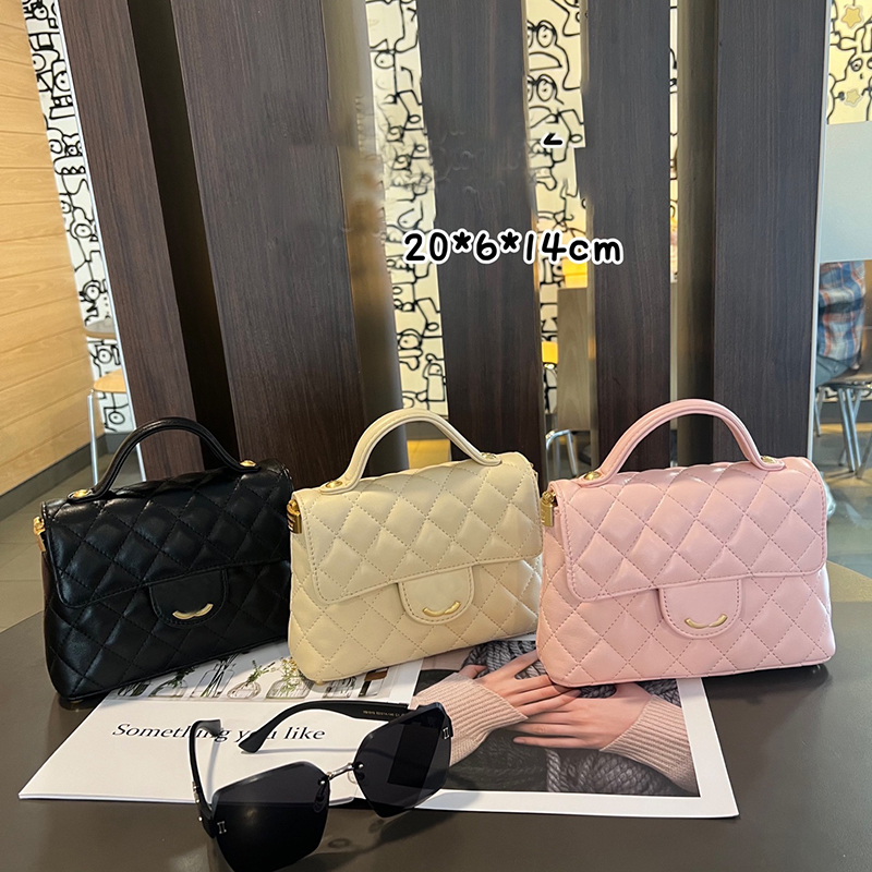 Two Sizes 25P Top Handle Flap Bag Women Designer Shoulder Bag Luxury Sheepskin Leather Check with Gold Metal Handbag Cross Body Purse Makeup Bag Sac 20X14cm 22X11cm
