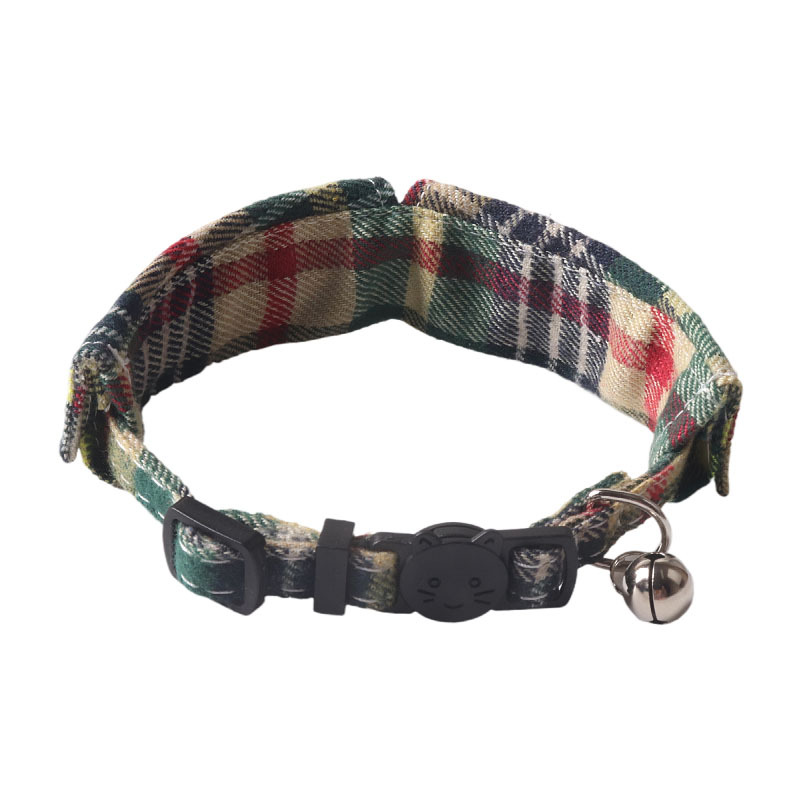Plaid Pattern Shirt Style Cat Collar, Pet Bow Tie for Dogs Cat Tuxedo Collar, Adjustable Lapel Shirt Tie Collar with Metal Small Bell for Puppy Kitten
