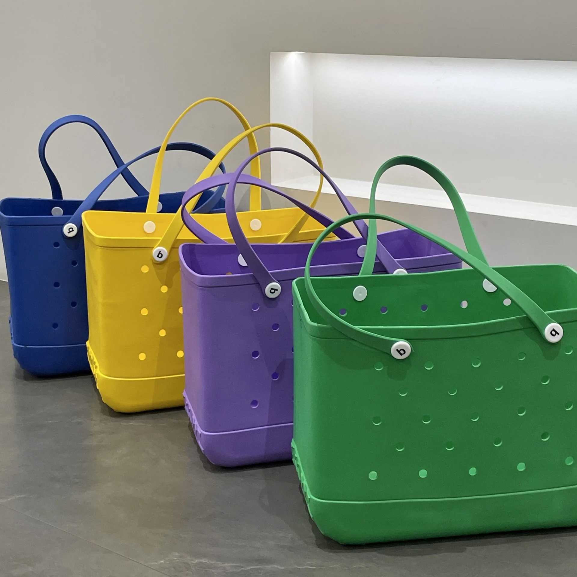 XL Beach Sac Bag Rubber EVA Waterproof Extra Large Picnic Storage Basket Women Shop Shoulder Handbag Beach Jelly Tote BagXJ250308