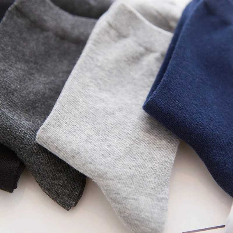 10/5 pairs of mens mid-calf autumn and winter new black business solid color cotton mens socksT250307