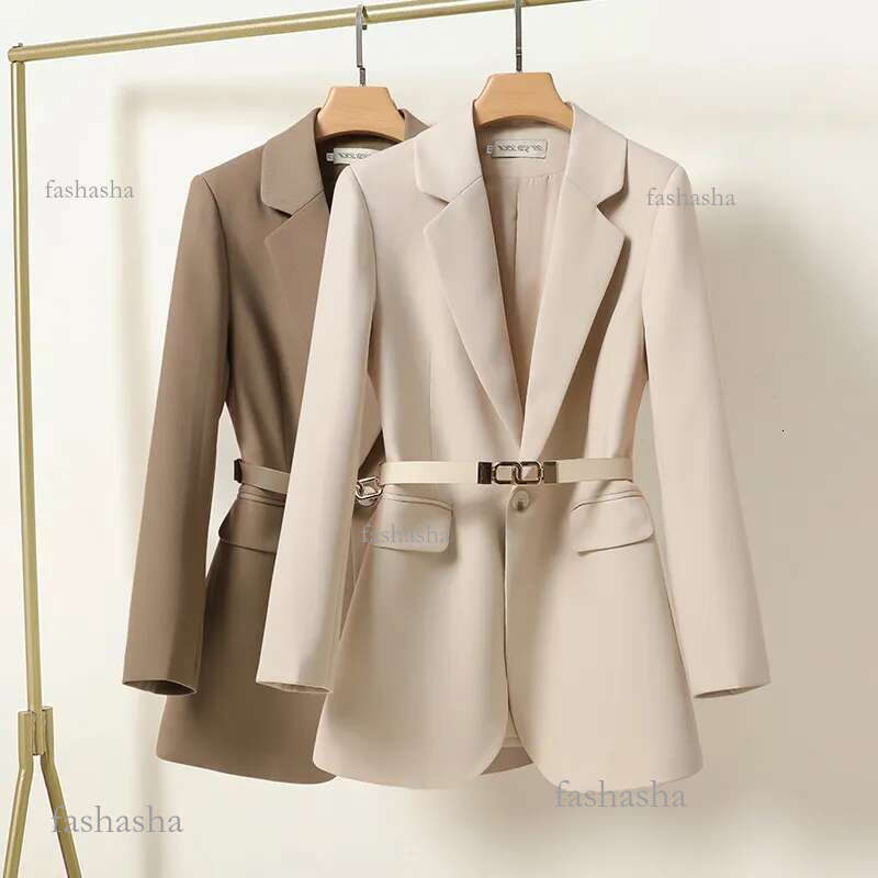 Spring Autumn Elegant Women Jackets 2023 Notched Collar Single Breasted Blazer Office Lady Long Sleeve Solid Blazer Coat With