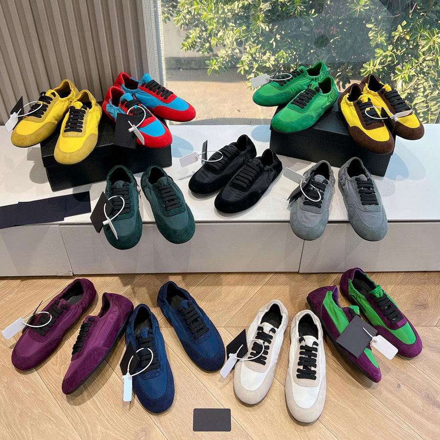 Top quality Suede running sneakers Patchwork Low-top Lace-up Tennis shoes womens Athletic Flat shoe sLuxury designer shoe holiday shoes 35-41 With box