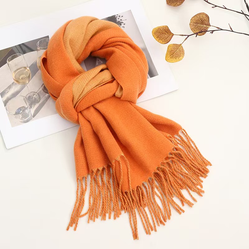 K123 Popular simple solid color imitation cashmere scarf for women, versatile fashion tassel shawl, high-end casual warm neck scarf