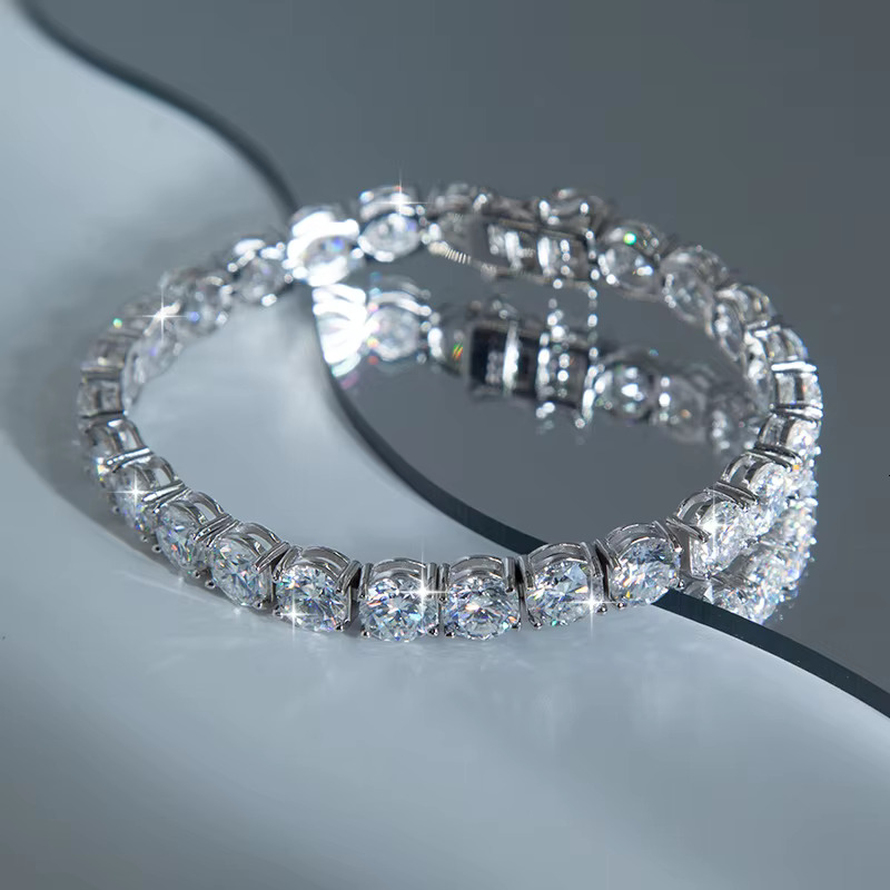 Wholesale White GRA Moissanite Tennis Chain Bracelet Popular 925 Silver Bracelet Hiphop Men Moissanite Bracelet