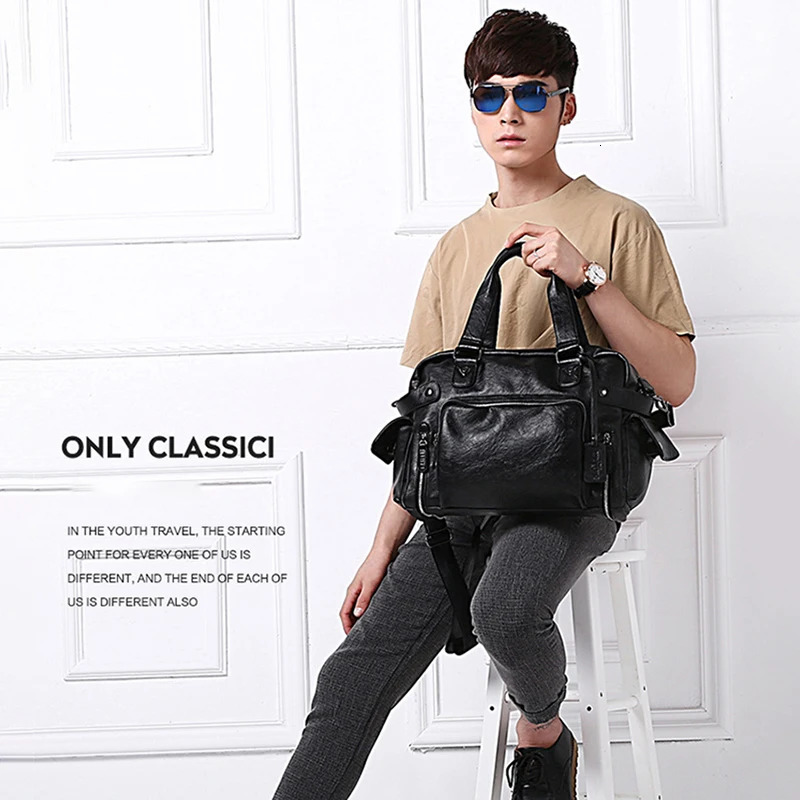 Handbag for Man Shoulder Briefcase Bag PU Leather Tote Laptop Business Boston Duffel Crossbody Side Husband Mens Necessary 250304