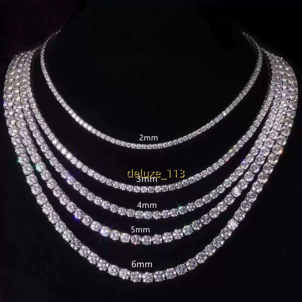 Classic VVS Moissamite Tennis Necklace 925 Sterling silver 10K 14K Gold plated chain Crystal Diamond chain Designer Jewelry Men Women wholesale custom