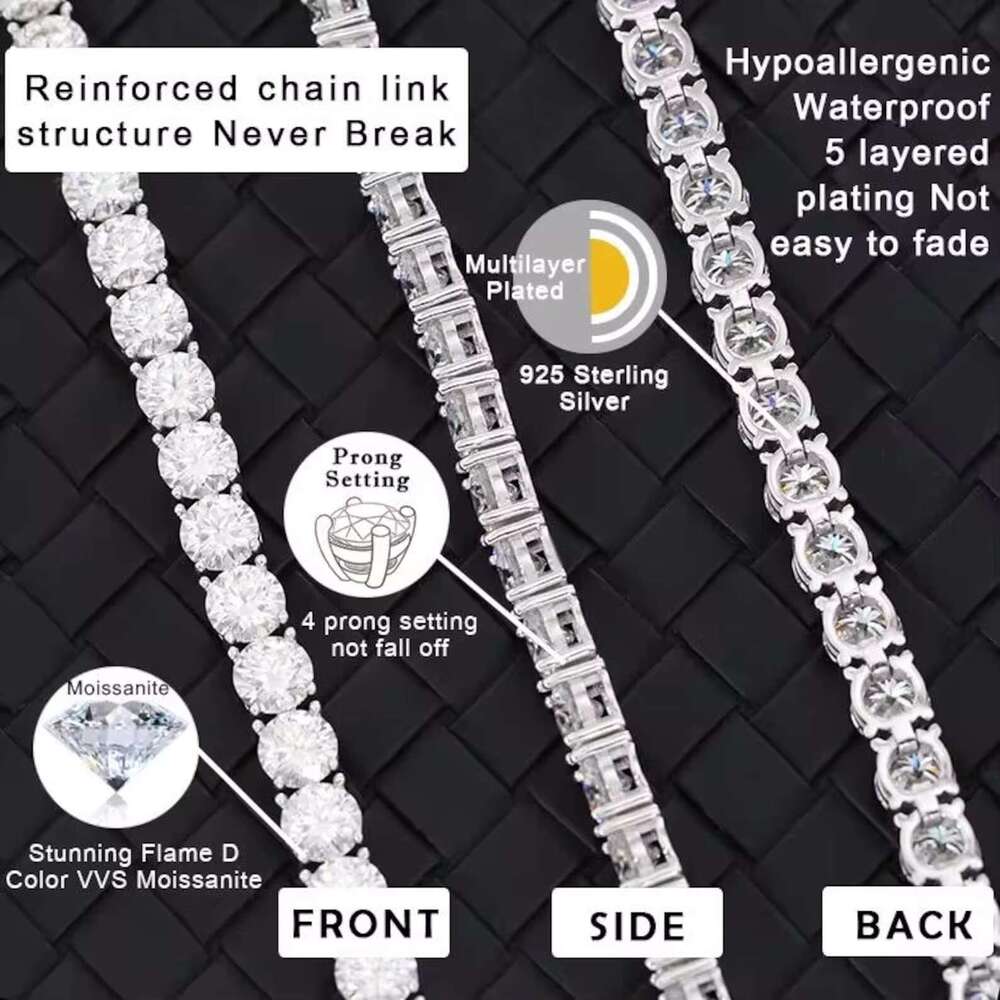 Premium 3MM Moissanite Tennis Bracelet by Elisa - VVS Cut & Iced Out Design in Gold Plating