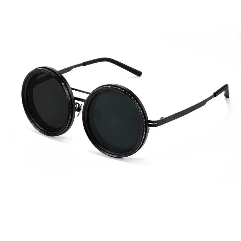 Handmade ND9 adjustable dimming sunglasses Retro Punk round mens outdoor fishing UV400 polarized driving sunglasses for women 250303