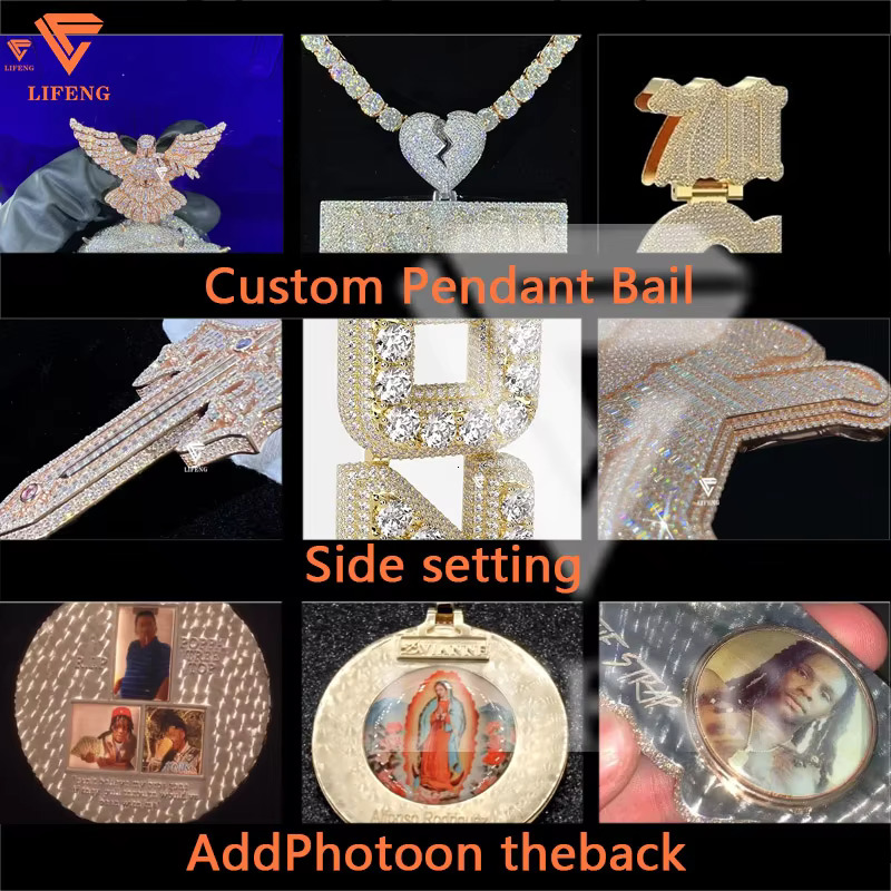 Fine Jewelry Custom Pendant Iced Out VVS Moissanite Diamond Pendant Hip Hop Gold Plated 925 Sterling Silver Letter Pendant Men