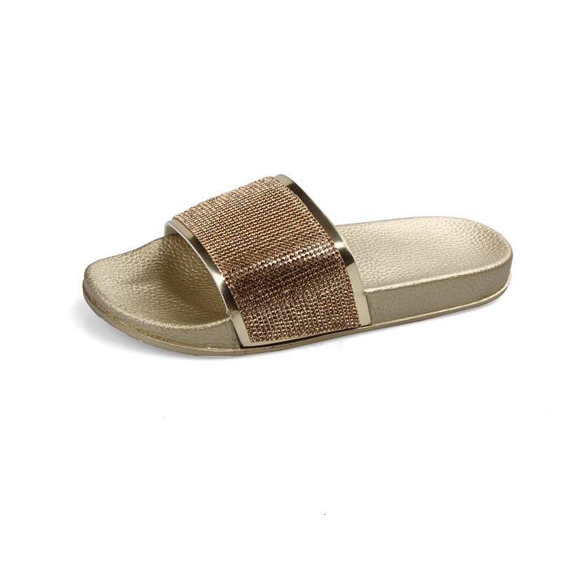 25 Year Summer Fashion Designer Hot Selling New Product Rhinestone Colored Women s Slippers Thick Soled Comfortable Multifunctional Beach Shoes