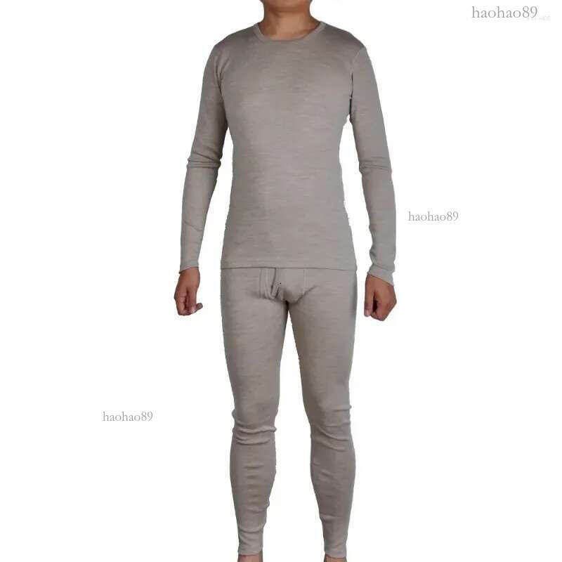 Men's Thermal Underwear Men Pure Merino Wool Winter Long Sleeves Warm Thick Sweater Thicker Tops Bo