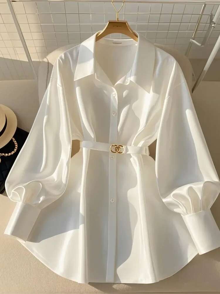 Autumn New Fashion Blouses Clothing French Mature Style Long Sleeve Waist Slimming White Shirt Women Tops