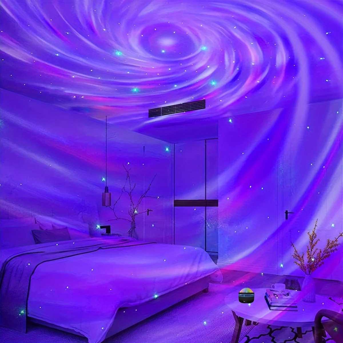 Galaxy Starry Sky LED Projector USB Powered Remote Control Night Light for Childrens Bedroom Christmas/Wedding Ambient Decor M250308