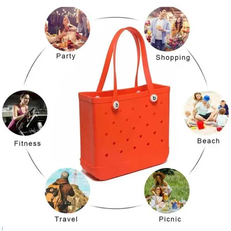 New 47CM Fi Hole Summer EVA Beach Bag 2024 Outdoor Travel Picnic Cvenient Waterproof Oversized Handbag Shopping SportsXJ250308