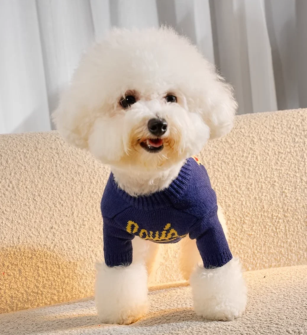 Designer Sweater Luxury Clothes Autumn Winter Warm Coats Schnauzer French Bulldog Teddy Small Medium Dog Classics Cat Sweatshirt Pet Items Blue L A748