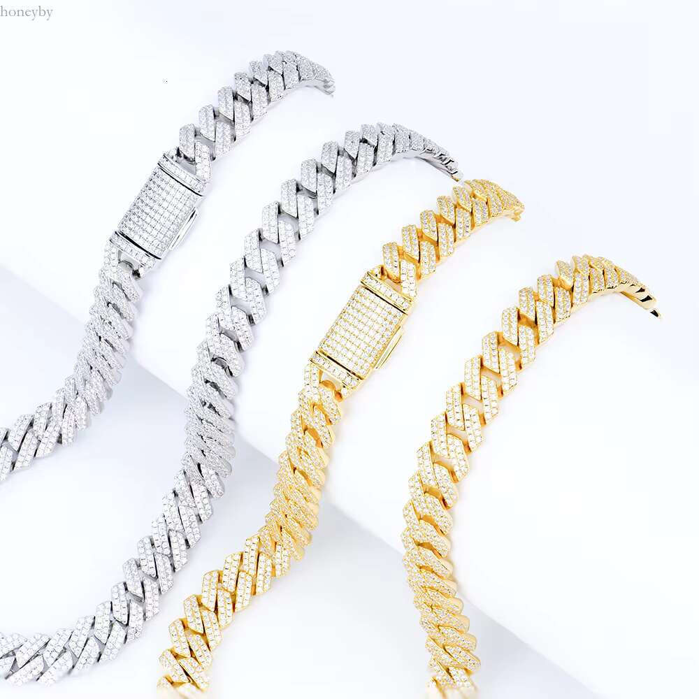 Custom Ice out Fine jewelry 8mm10mm gold plated Sterg Sier Moissanite Dia Cuban k Chain necklace for men gift