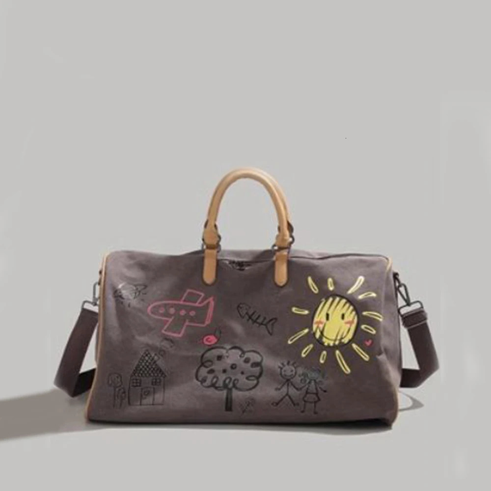 2023 Boston Canvas Bag Stylish Graffiti Design Can Be Carried or Used on One Shoulder for Travel and Golf 250304