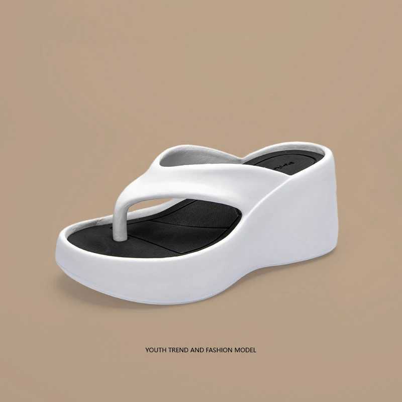 New Arrival Womens Wedge Flip Cover Summer Short and Fat Platform Beach Sandals Womens Thick Bottom High Heels Eva Slide T250307