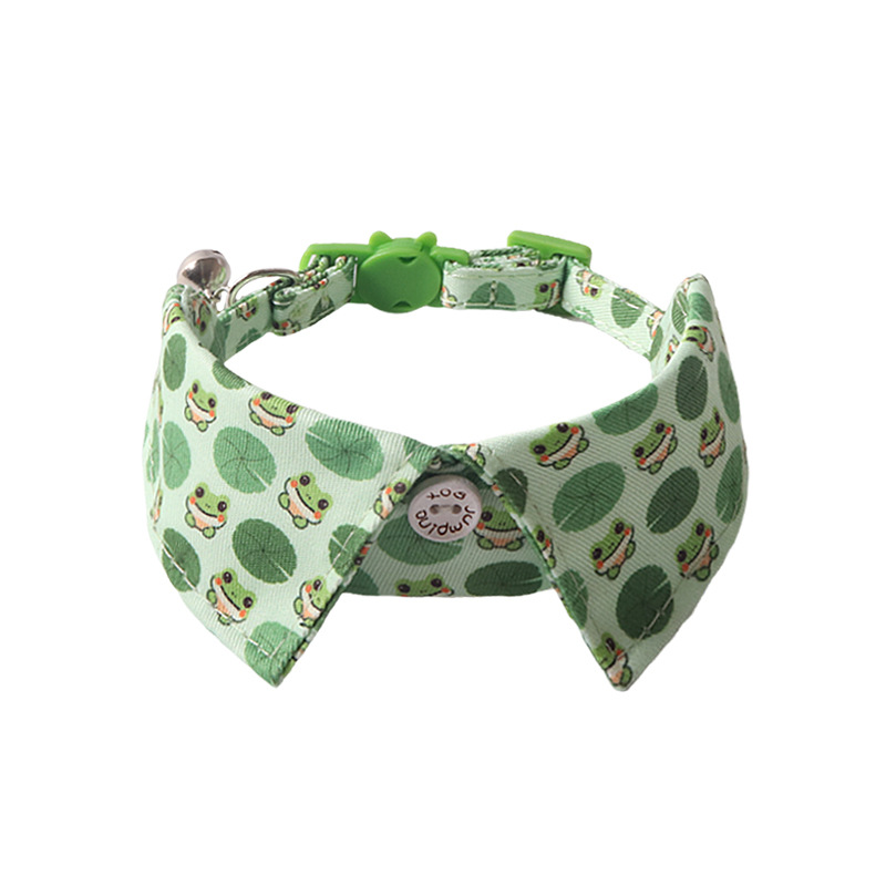 Cute Cat Collars for Boy Cats Adjustable Kitten Animal Series Collar with Bells Breakaway Safety Collars Hand Sewn Thread Pet Collar for Girl Female M