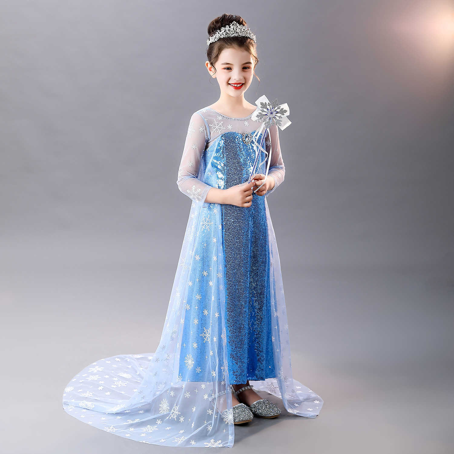 Girl's Dresses Aisha princess skirt girls ice and snow Wonderland girls dress Y250307L09B