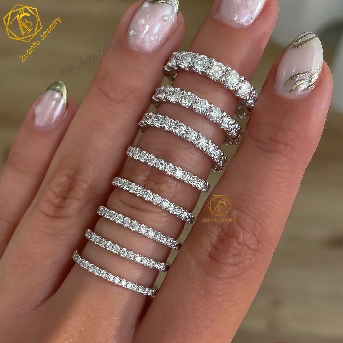 Upscale 14K LAB Diamond Jewelry Wedding Ring Band 1.6mm-3mm Round Shape VVS1 Grown Diamonds 1.8mm Enterity Ring