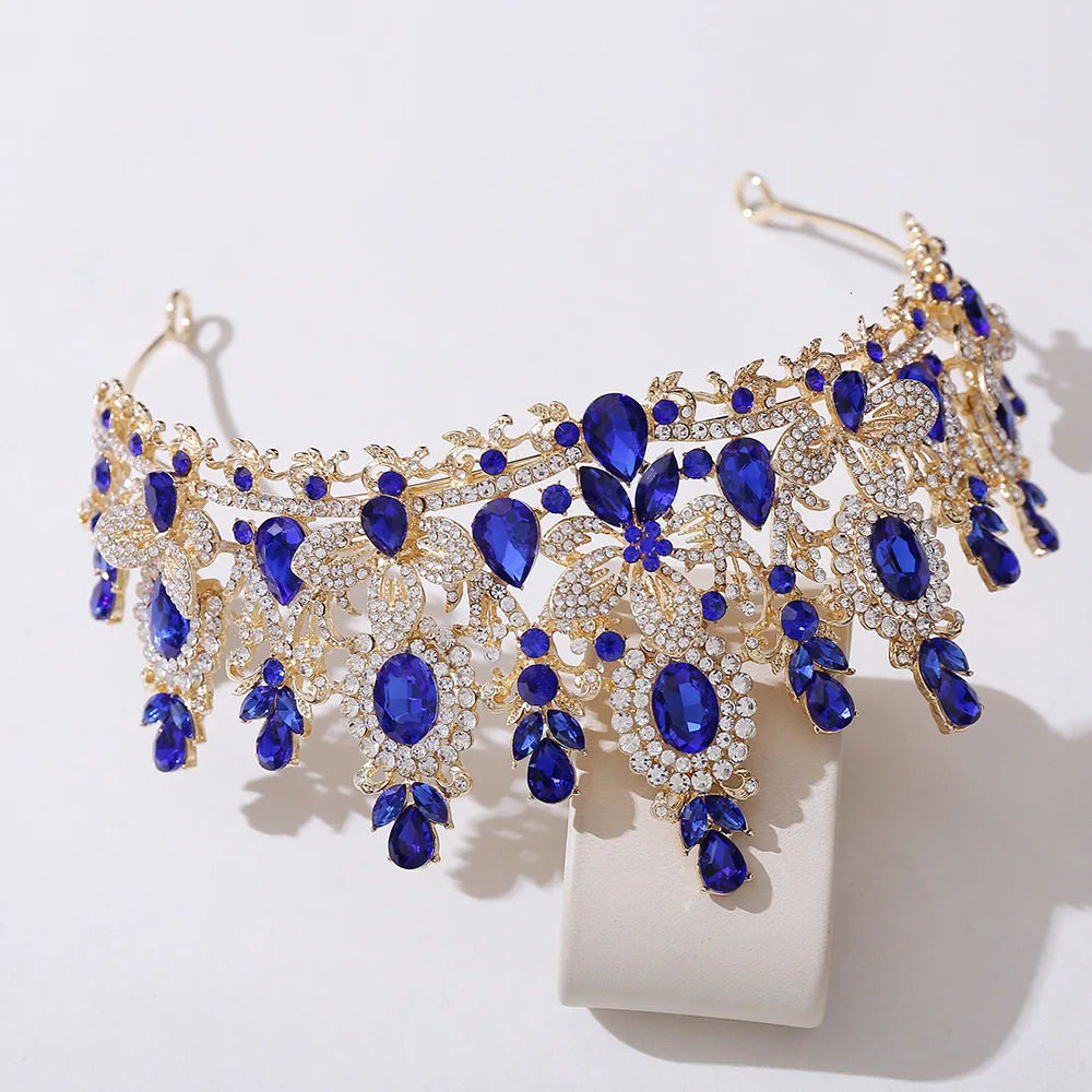 Silver Color Pink Opal Royal Queen Wedding Crown Rhinestone Crystal Bridal Diadem Pageant Headdress Bride Tiara Hair Accessories 250303