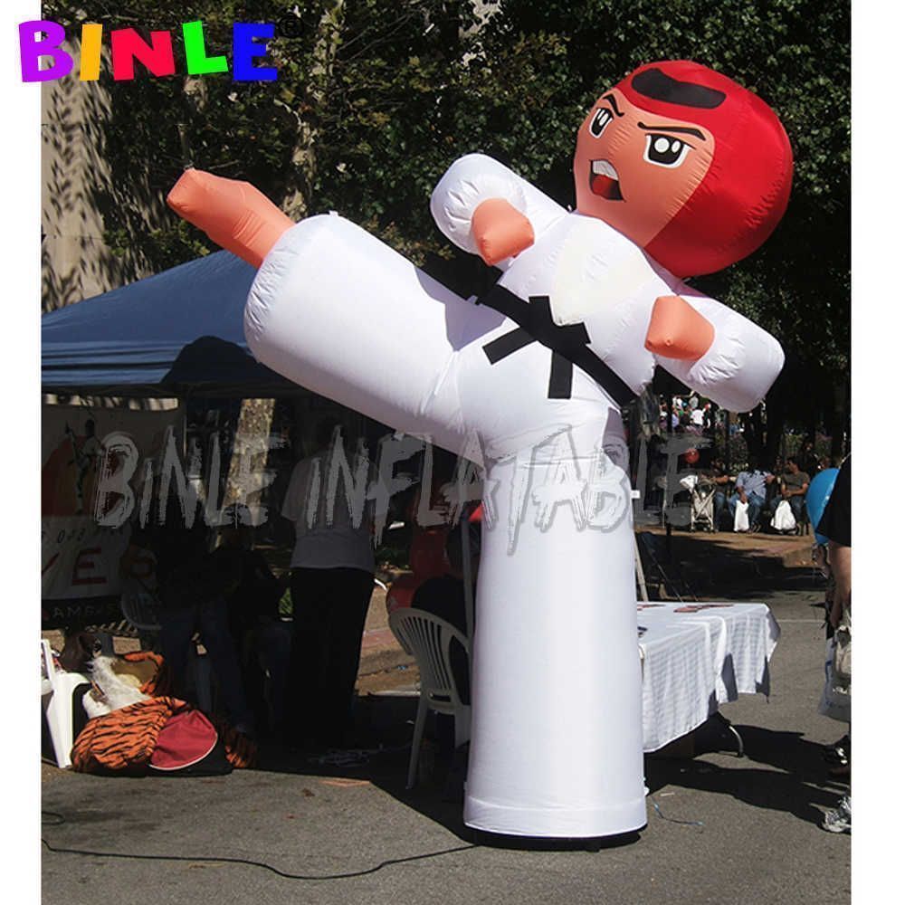 Customized&5m height (16.5ft) with blower Inflatable Karate Cartoon Taekwondo Boy Karates Man with Advertising logo air balloon decoration toys sport
