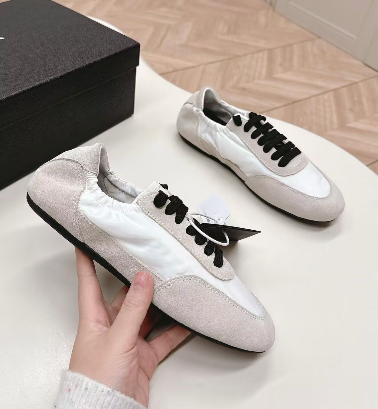 Luxury 2025S/S Men Collapse Trainer Re-Nylon & Suede Elasticized Sneakers Shoes Low-top Thin Rubber Sole Mesh Leather Casual Walking With Box