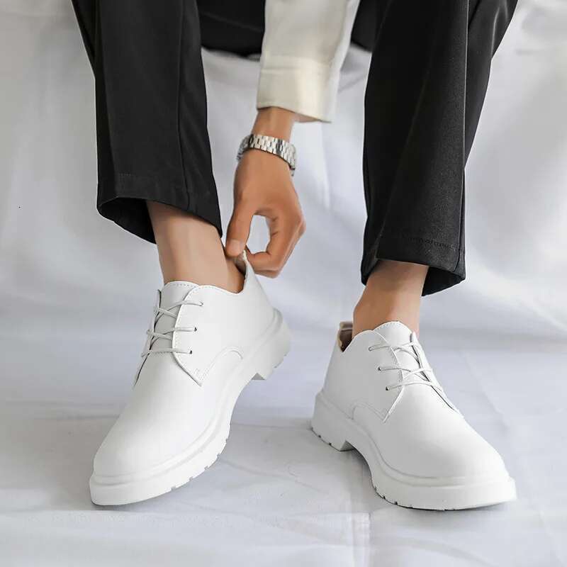 Fahion White Leather For Men Women Comfortable Flat Lace-up Dress Man Size 35-48 Original Woman Shoes Loafer Unisex