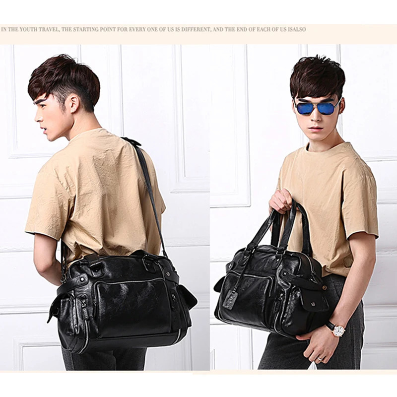 Handbag for Man Shoulder Briefcase Bag PU Leather Tote Laptop Business Boston Duffel Crossbody Side Husband Mens Necessary 250304