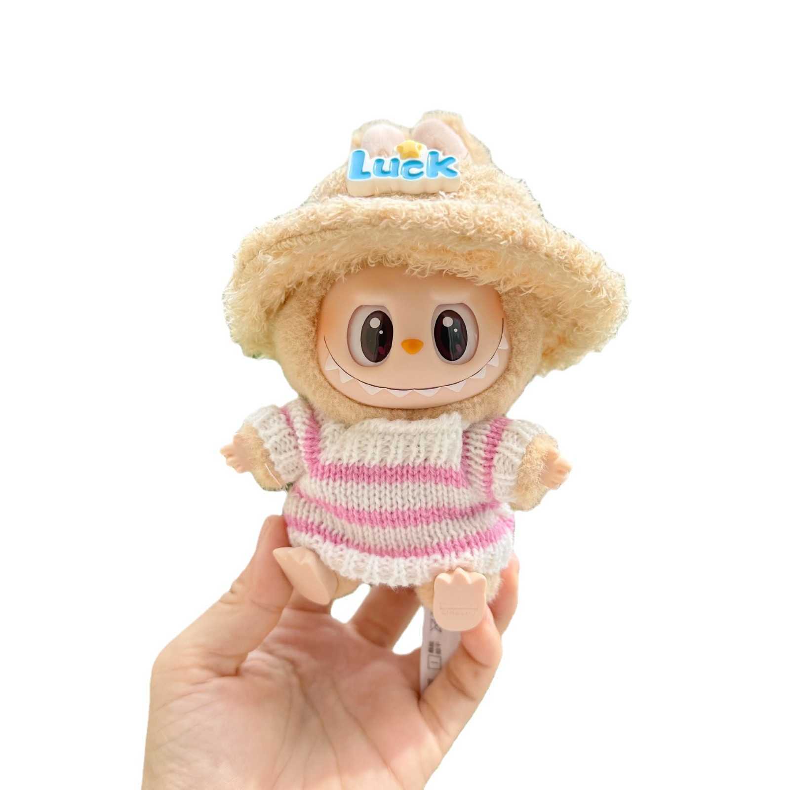 Doll Apparel Only clothes Second generation plush toy clothes for sitting parties childrens clothes fleece hats striped sweatersY250307UU4X