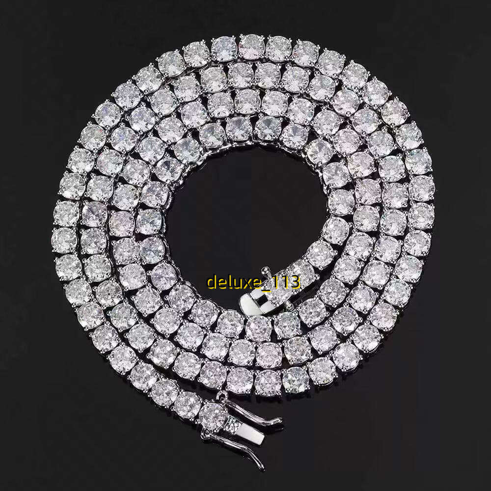 Classic VVS Moissamite Tennis Necklace 925 Sterling silver 10K 14K Gold plated chain Crystal Diamond chain Designer Jewelry Men Women wholesale custom