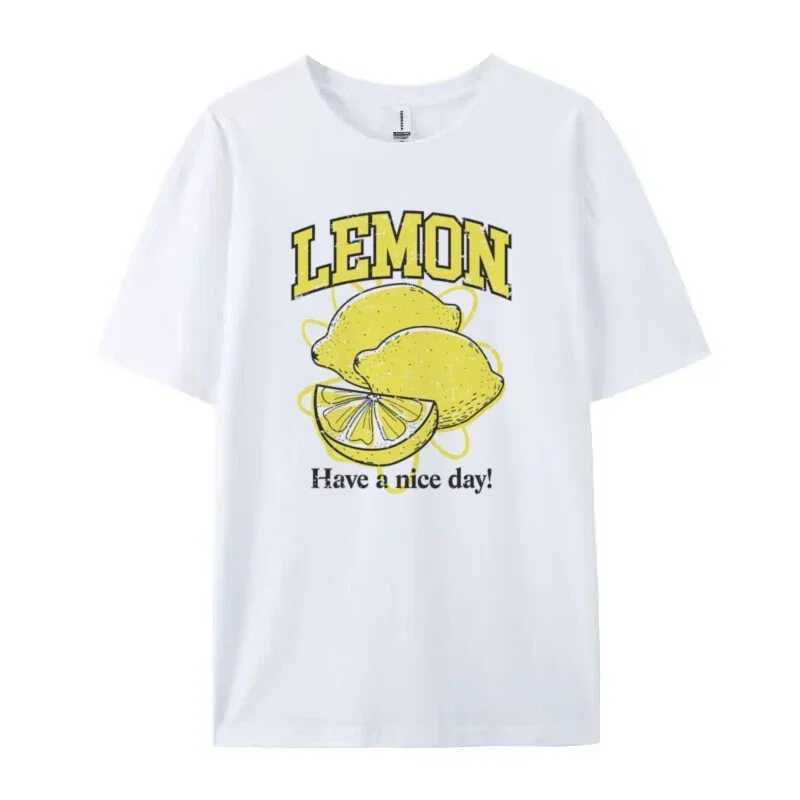 Women's T-Shirt Lemon Print T-Shirts Cute Aesthetic Fruit T-shirt Retro Style Oversized T-shirt Graphic Ts Womens Fashion Retro Top Y250307JNN6