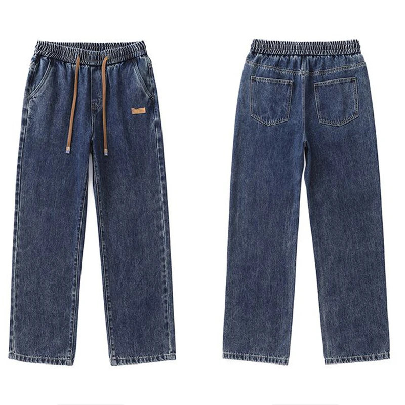 Mens straight leg wide leg jeans are loose comfortable high in appearance versatile and available in multiple colors 250305