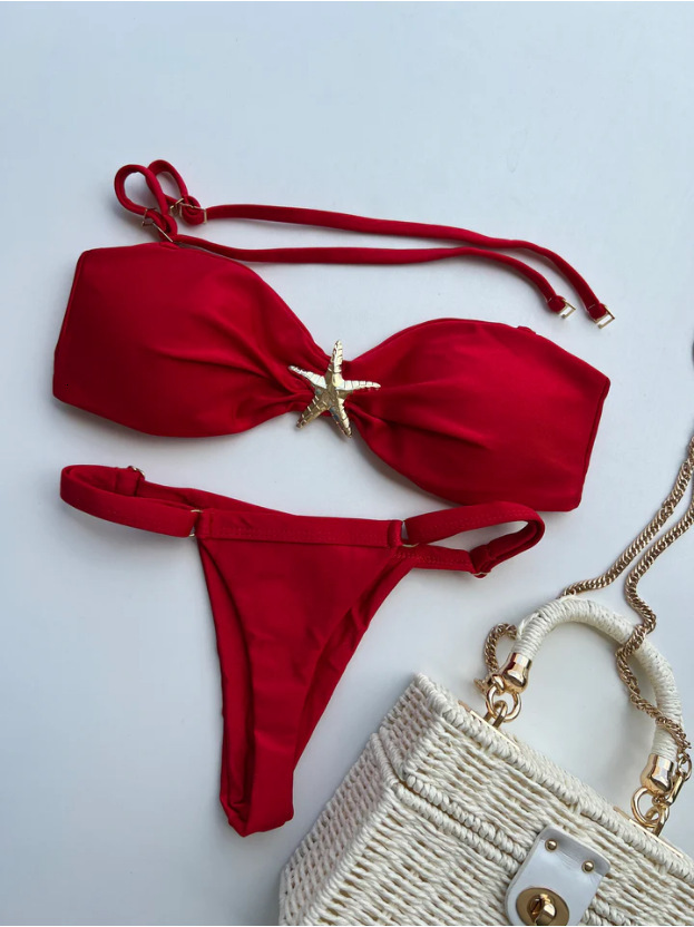 2025 New Metal Jewelry Bikini Split Swimsuit Fashion Adjustable Tight Bikini