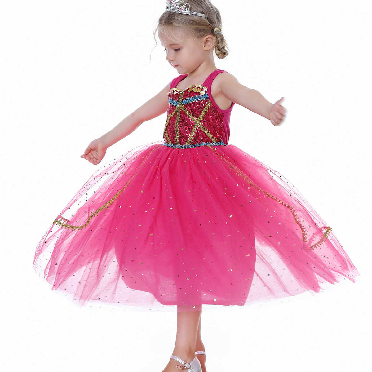 Girl's Dresses 2023 Aladdin Girl Princess Dress Jasmine Princess Mesh Dress Halloween cosplay COS costume Y25030783QX