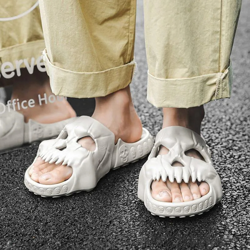Men's Skeletal Pattern Slip-On Flats with Rubber Sole for Casual Wear