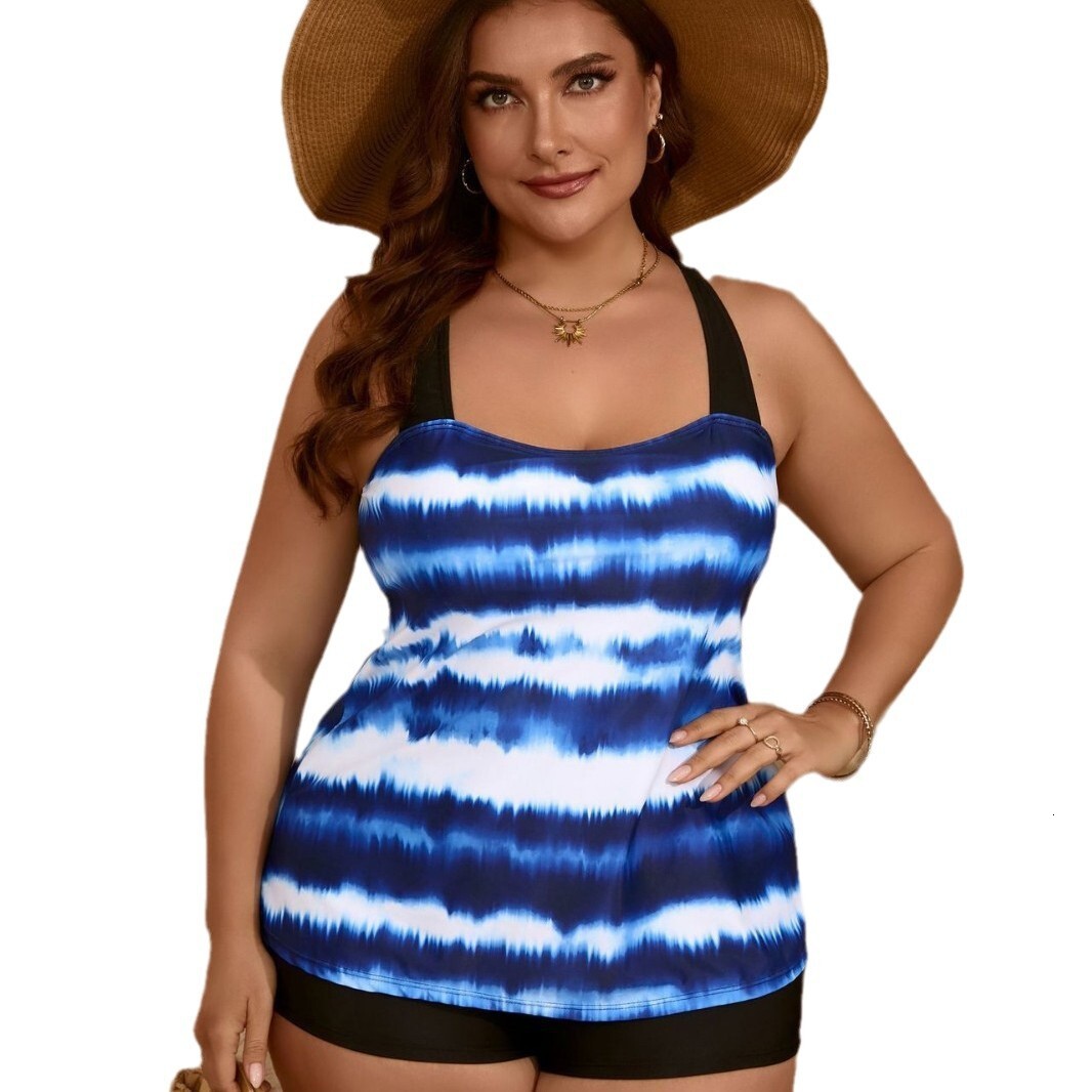 Printed Diamond Split Plus 0xl-4xl Large Swimsuit Tankini Flat Pants