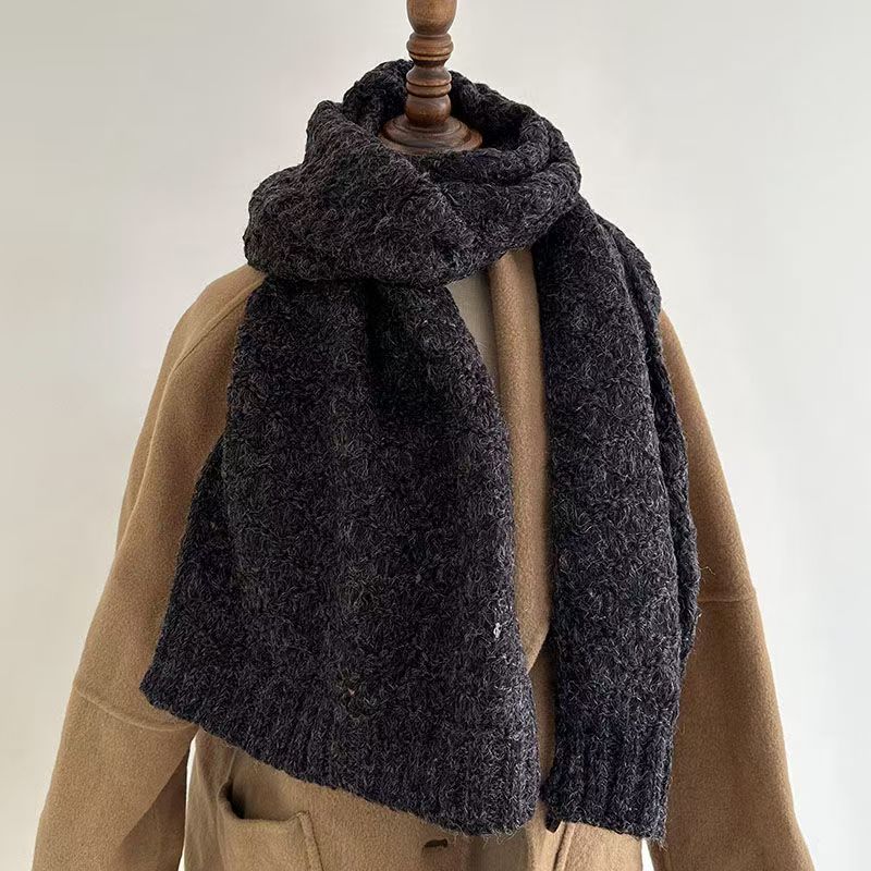 T246 Korean winter new knitted thick scarf autumn and winter versatile shawl student wool neck scarf couple fashion warm