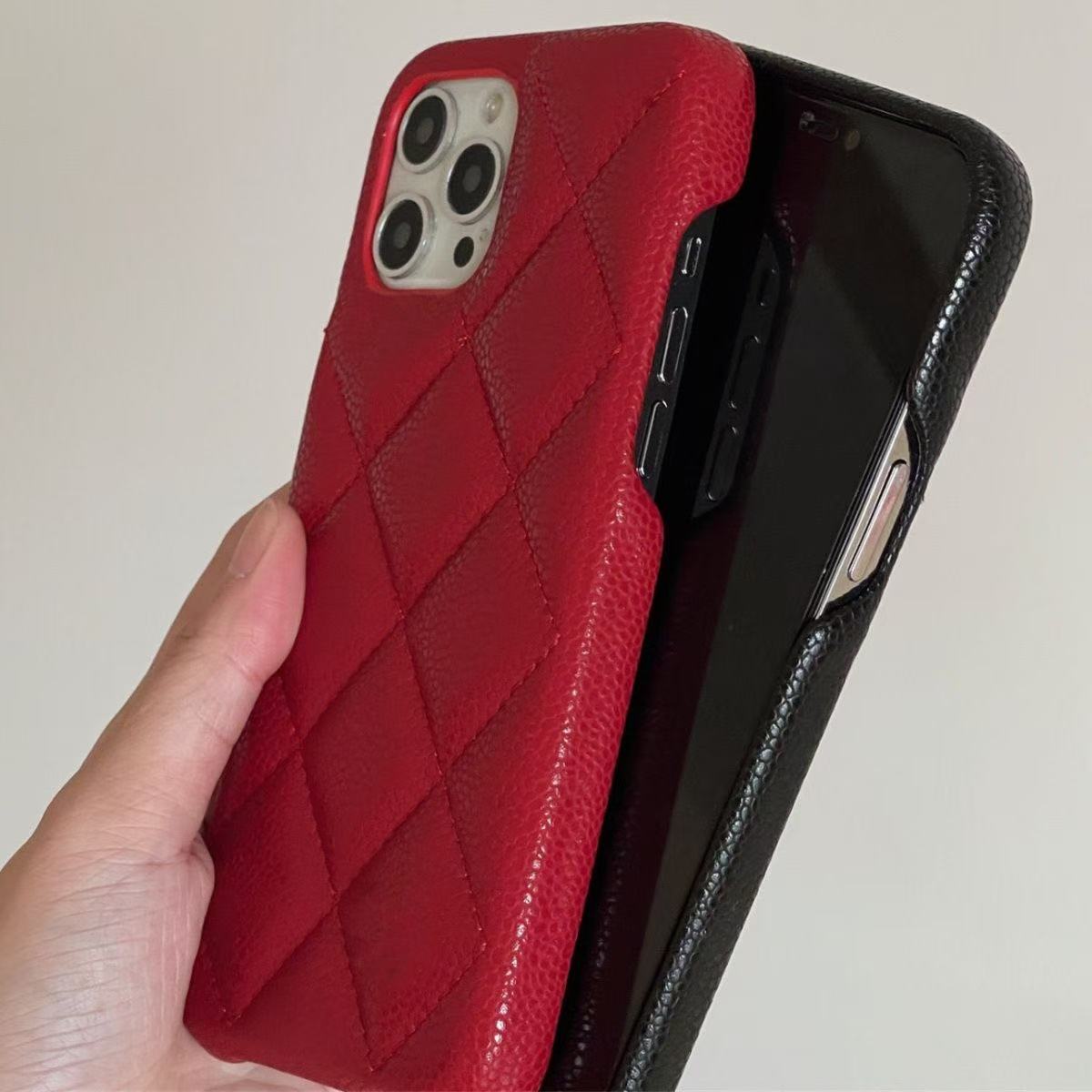 Caviar 14Promax Diamond Grid Small Fragrant Style iPhone 13 Case 12 Particle Leather 11 Fashion Classic Solid Color Explosive