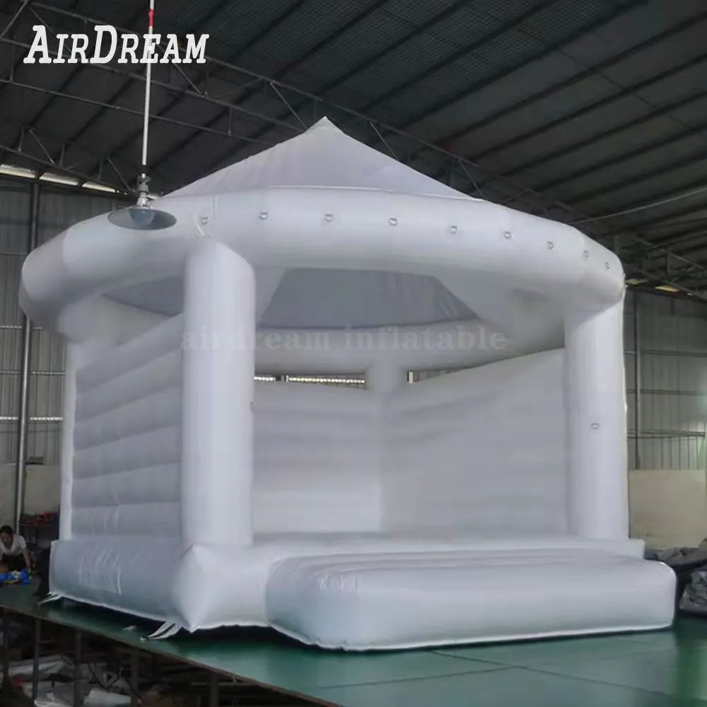 4.5mLx4.5mWx3.5mH (15x15x11.5ft) with blower Commercial White Bounce Castle Inflatable Jumping Tent Adult Kids Bouncer Bouncy House for Wedding Party