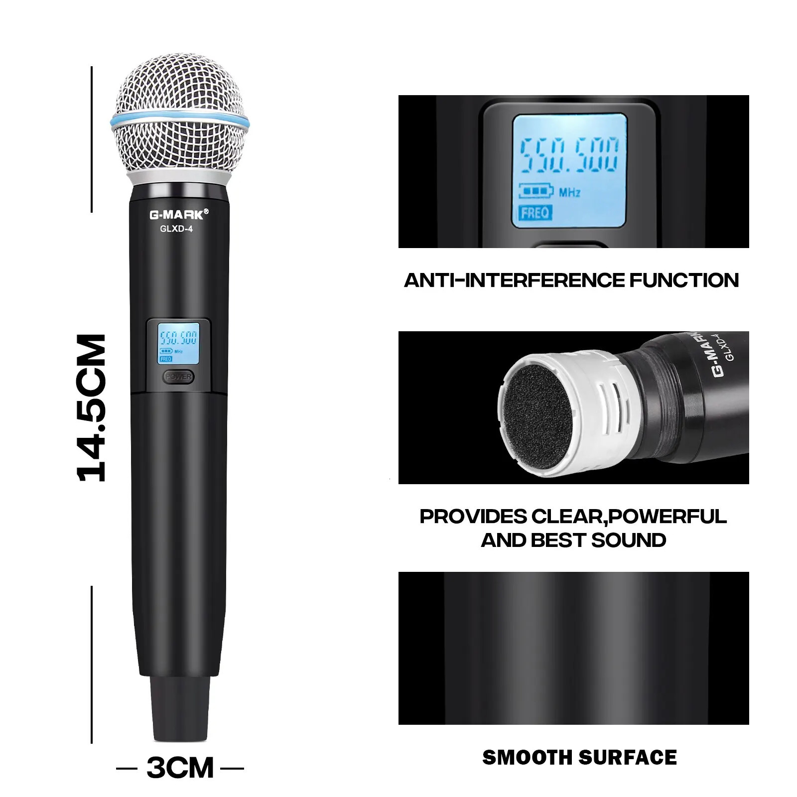 Microphone Wireless G-MARK GLXD4 Professional UHF System Handheld Mic For Stage Speech Wedding Show Band Home Party Church 250303
