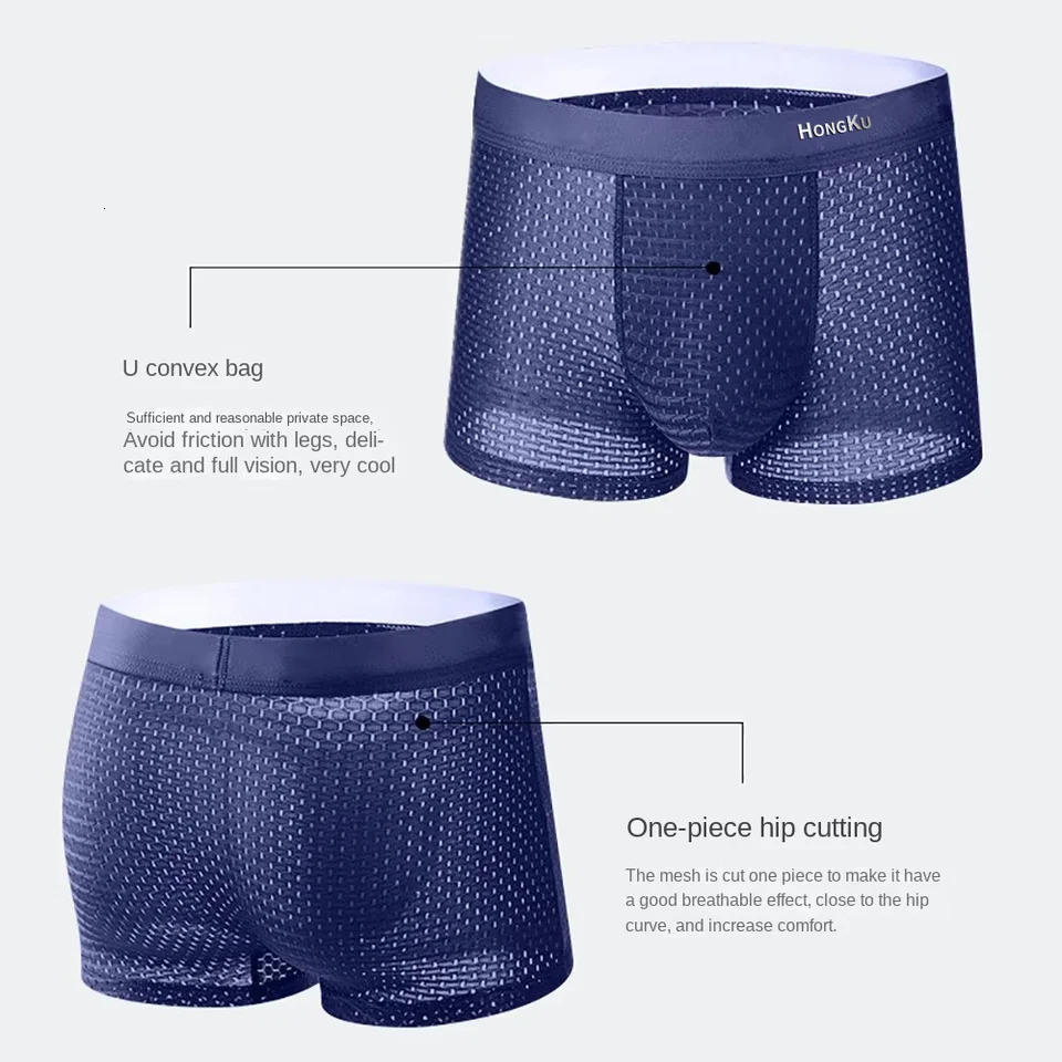 Men Panties Male Underpants Man Pack Shorts Boxers Underwear Slip Homme Calzoncillos Bamboo Hole U Convex Pouch Large Size 5XL 250226Z