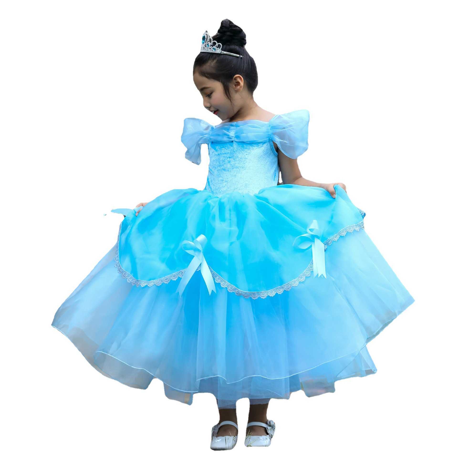 Girl's Dresses New baby princess dress pink childrens poncho dress show Dress Halloween blue competition purple dress Y25030715NN