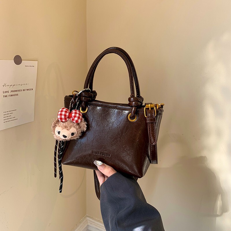 2025 New Oil Wax High Quality Leather Fashion Designer Trendy Women's Multi Functional Small Square Large Capacity Lightweight Handheld Bag Walle
